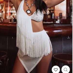 12th Tribe NEW LeAnn White Rhinestone Mini Dress